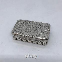 Victorian Solid Silver Hallmarked Snuff Box Nathaniel Mills Birmingham 1847