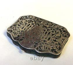 Victorian Solid Silver Open Work Filigree Inlay Coin Purse, Original Silk Lined