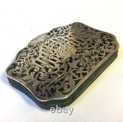 Victorian Solid Silver Open Work Filigree Inlay Coin Purse, Original Silk Lined