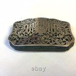 Victorian Solid Silver Open Work Filigree Inlay Coin Purse, Original Silk Lined