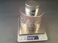 Victorian Solid Silver Oval Tea Caddy, London C1898
