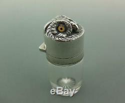 Victorian Solid Silver Owl Topped Smelling Salts Bottle Goldsmiths Silversmiths