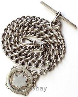 Victorian Solid Silver Pocket Watch Albert Chain & Silver Fob Rare