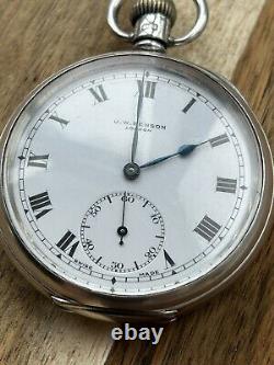 Victorian Solid Silver Pocket Watch Antique J. W. Benson London c1933