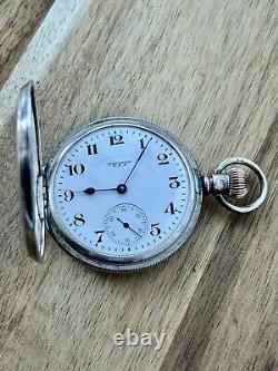 Victorian Solid Silver Pocket Watch Half Hunter Waltham Mass 1907