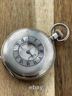 Victorian Solid Silver Pocket Watch Half Hunter Waltham Traveller 1912