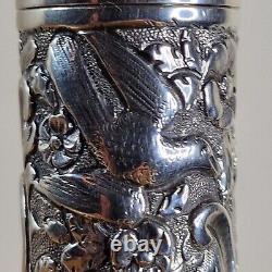 Victorian Solid Silver Scent Bottle Sampson Mordan London 1894 Birds