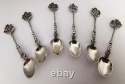 Victorian Solid Silver Ship Finial Spoons Sheffield 1893