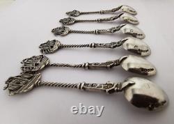 Victorian Solid Silver Ship Finial Spoons Sheffield 1893