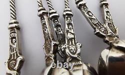 Victorian Solid Silver Ship Finial Spoons Sheffield 1893