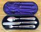 Victorian Solid Silver Three Piece Christening Set In Fitted Case Sheffield 1880