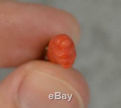 Victorian Solid Silver and Coral Hand Carved FIGA Charm Pendant