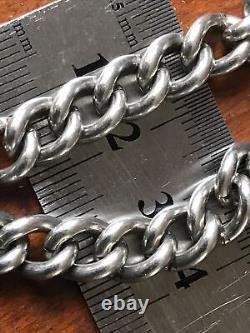 Victorian Solid Sterling 925 Silver Chunky Heavy Albert Watch Chain Bracelet