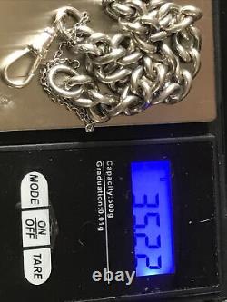 Victorian Solid Sterling 925 Silver Chunky Heavy Albert Watch Chain Bracelet