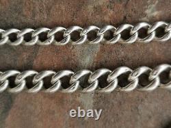 Victorian Solid Sterling Silver Albert Pocket Watch Chain & Fob 47.5 grams