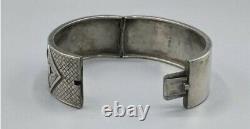 Victorian Solid Sterling Silver Wide Bangle 1882 Birmingham BHJ and Co 34g
