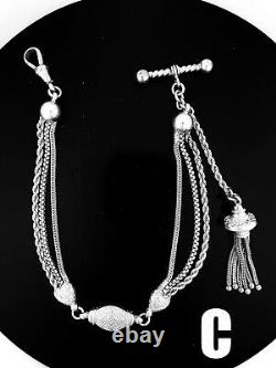 Victorian Sterling Silver Albertina / Albert Watch Chain / Bracelet. NICE1