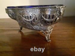 Victorian Sterling Silver Cobalt Serving Dish