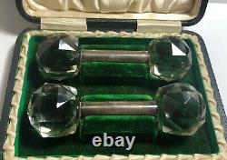 Victorian Sterling Silver Cut Glass Knife Rests- Boxed
