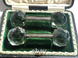 Victorian Sterling Silver Cut Glass Knife Rests- Boxed