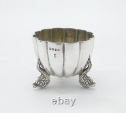 Victorian Sterling Silver Dolphin Foot Salt Bowl Antique 1873 London Chawner