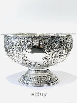 Victorian Sterling Silver Embossed Bowl London 1899