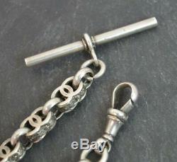 Victorian Sterling Silver Fancy Link Single Albert Pocket Watch Chain