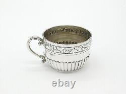 Victorian Sterling Silver Floral Pattern Teacup Antique 1893 London Mappin Webb