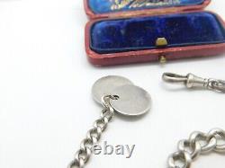 Victorian Sterling Silver Graduating Albert Link Watch Chain Antique c1890