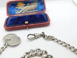 Victorian Sterling Silver Graduating Albert Link Watch Chain Antique c1890