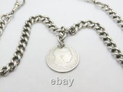 Victorian Sterling Silver Graduating Watch Chain with Fob 1897 Birmingham