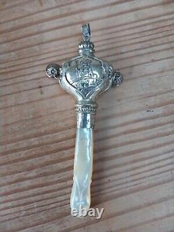 Victorian Sterling Silver Nursery Rhyme Baby Rattle 1933 Crisford&Norris