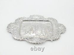 Victorian Sterling Silver Pub Tavern Scene Tray or Dish 1890 London Antique