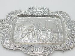 Victorian Sterling Silver Pub Tavern Scene Tray or Dish 1890 London Antique