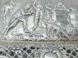 Victorian Sterling Silver Pub Tavern Scene Tray or Dish 1890 London Antique