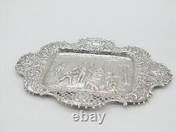 Victorian Sterling Silver Pub Tavern Scene Tray or Dish 1890 London Antique