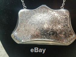 Victorian Sterling Silver Purse/Card Case/Handbag Detailed Etching