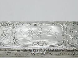 Victorian Sterling Silver Romantic Nouveau Scene Trinket Box 1896 Sheffield