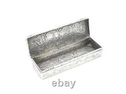 Victorian Sterling Silver Romantic Nouveau Scene Trinket Box 1896 Sheffield