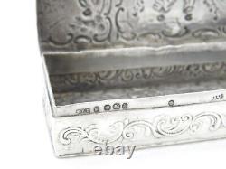 Victorian Sterling Silver Romantic Nouveau Scene Trinket Box 1896 Sheffield