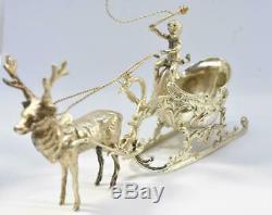 Victorian Sterling Silver Sleigh and Reindeer with Boy