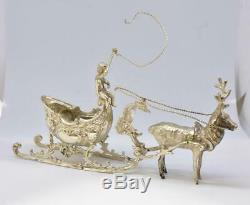 Victorian Sterling Silver Sleigh and Reindeer with Boy