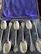 Victorian Sterling Silver Spoons X6 In Box 1890s William Gallimore & Sons