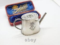 Victorian Sterling Silver Teapot Form Vinaigrette Monogram Antique 1894