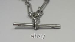 Victorian Sterling Silver Trombone Link Albert Chain (12) & Fob- H/M 1900 (47g)