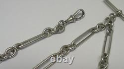 Victorian Sterling Silver Trombone Link Albert Chain (12) & Fob- H/M 1900 (47g)