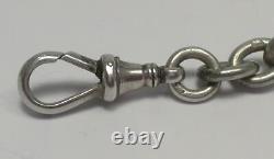 Victorian Sterling Silver Trombone Link Albert Chain (12) & Fob- H/M 1900 (47g)