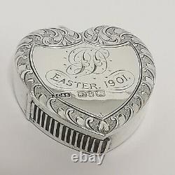 Victorian Sterling Silver Vesta Heart & Agate Shamrock Birmingham 1893 P1127 16