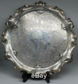 Victorian Sterling Silver footed salver Barnard brothers c. 1876 dia 13+ 27+oz tr