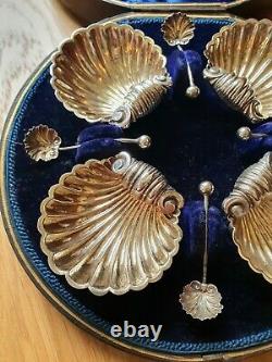 Victorian Sterling Silver shell dishes (set of 4) in original velvet casing